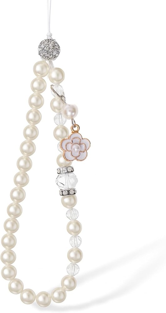 Beaded Pearl Phone Charm Cute Wrist Strap Handmade Crystal Beaded Camera Strap