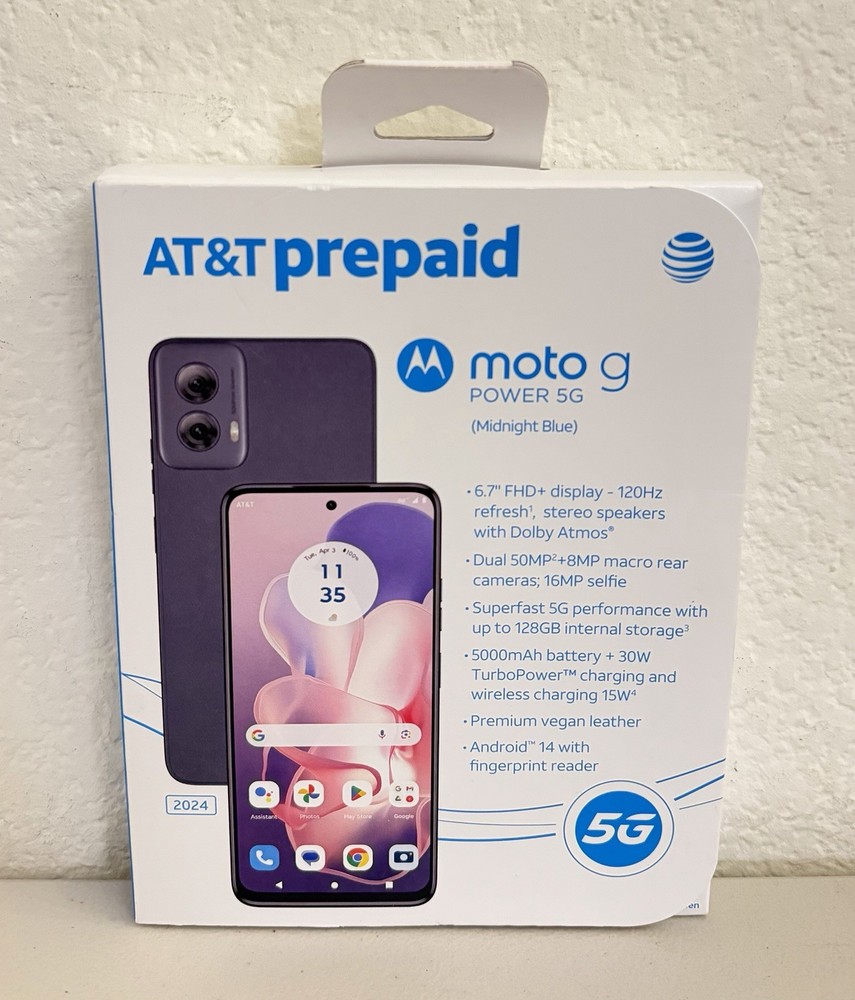 Motorola Moto G Power 5G 2024 AT&T Prepaid 128GB Android 14 Midnight Blue – New