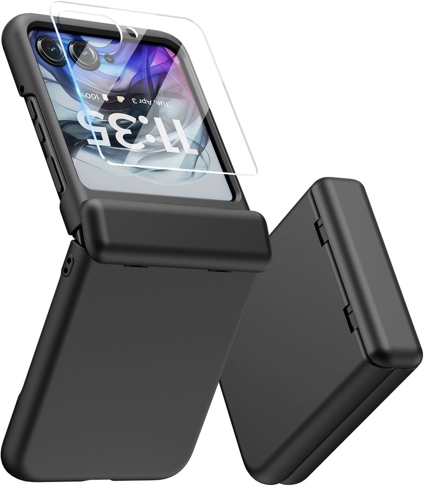 Slim Fit Hard Phone Cover for Motorola Razr 2024, Full Body Shockproof Case, Bla