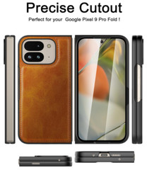 Google Pixel 9 Pro Fold PU Leather+Hard Case Ultra Thin Slim Shockproof Yellow
