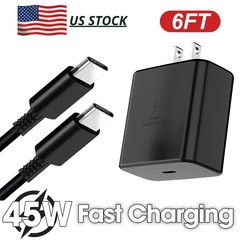 45W Super Fast Charging Type C Wall Charger+6ft Cable For Samsung Galaxy S20 S24