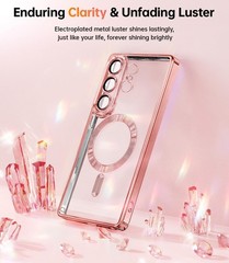 Samsung Galaxy S26 Ultra Case with Magnetic Clear Back Plating Metallic Glossy