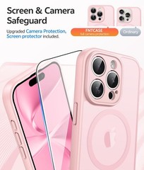 Light Pink Translucent Matte iPhone 15 Pro Max Case with Full Camera Protection