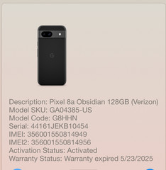 Google Pixel 8a – 128GB Black Unlocked T-Mobile Verizon AT&T Xfinity #A80