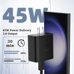 ⚡45W USB-C Super Fast Wall Charger Type C Charging Cable For Samsung S24/S22/S23