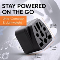 US Travel Plug Adapter, EU, AU, UK, NZ, CN to USA (Type B), Grounded 3 Prong Plu