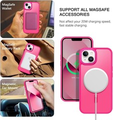Hot Pink Matte Magnetic Phone Case for iPhone 13 & 14, Translucent Design