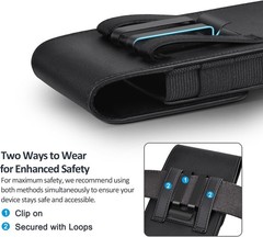 Leather Phone Holster with Strong Metal Belt Clip for iPhone 16/15/14/13/12 Pro