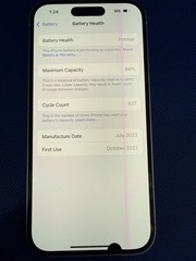 Apple iPhone 15 – 128GB – Blue (AT&T) Fin Crack Bad LCD 84% Only