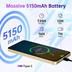 2026 OUKITEL C26 Android 16 Cell Phone 6.63″ HD 90Hz 24+128GB 5150mAh T-Mobile