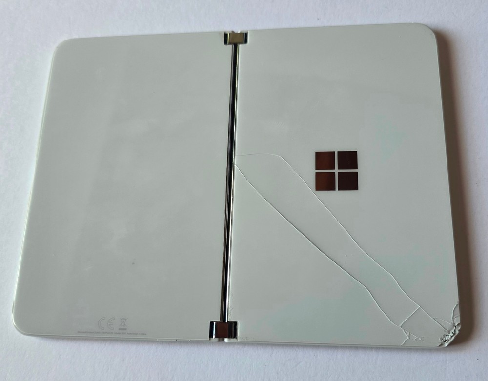 White Microsoft Surface Duo 128GB Android Phone with EXTERNAL CRACKS & NO POWER