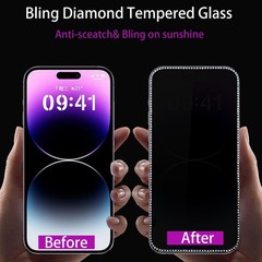 2PCS Glitter Screen Protector for iPhone 17 & iPhone 16 Pro 6.3 Inch Tempered Gl
