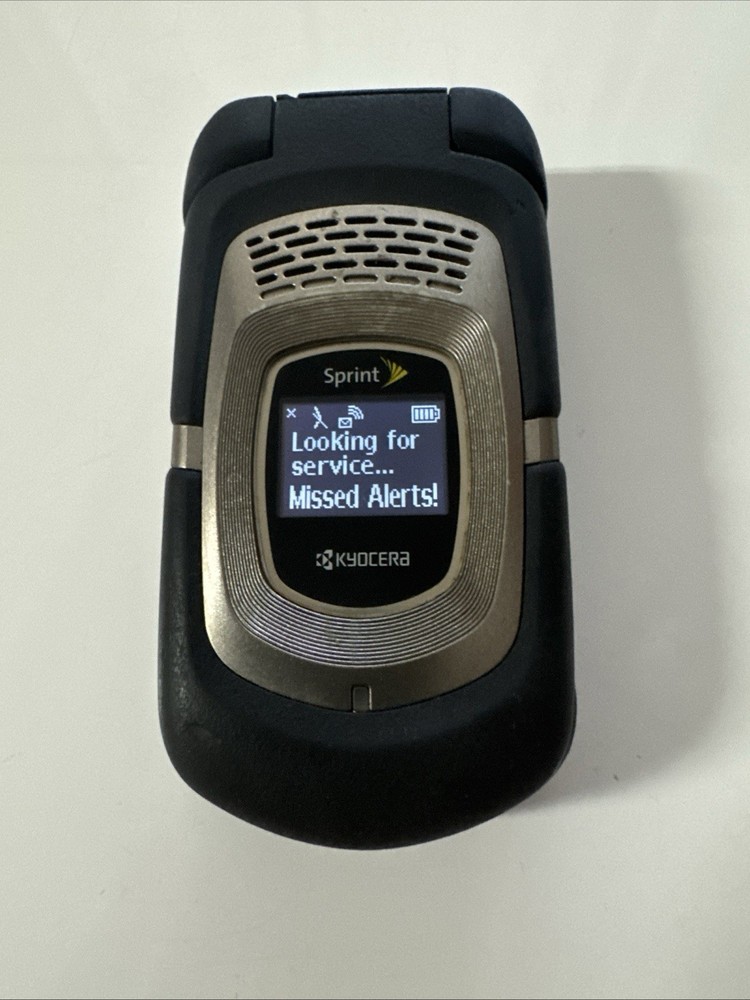 Kyocera DuraXT E4255- Black and Silver ( Sprint ) Cellular Flip Phone – Works