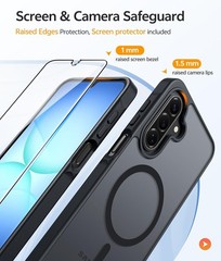 Matte Black Military Grade Phone Case for Samsung A16 A17 5G – Translucent Desig