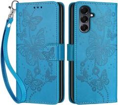 Women’s Flip Folio Cover Wallet Case for Samsung Galaxy A16 5G, Blue Butterfly D