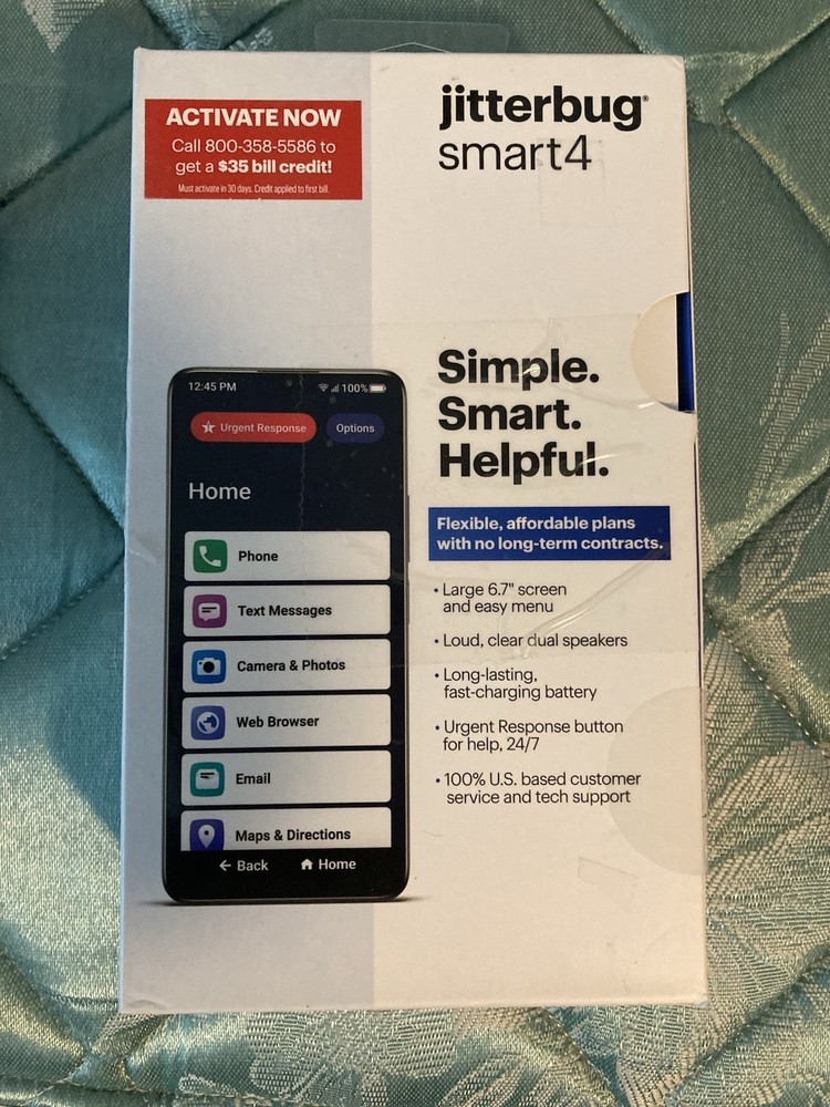 **Used Lively Jitterbug Smart4 6.7″ Smartphone Black Senior Easy Use**