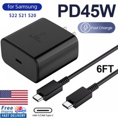 45W Super Fast Charging Wall Charger&6FT USB-C Type C Cable For Samsung S23 22+