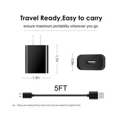 10FT Micro USB to USB A Fast Charging Adapter for Ring Indoor Cam, Doorbell 2/3/