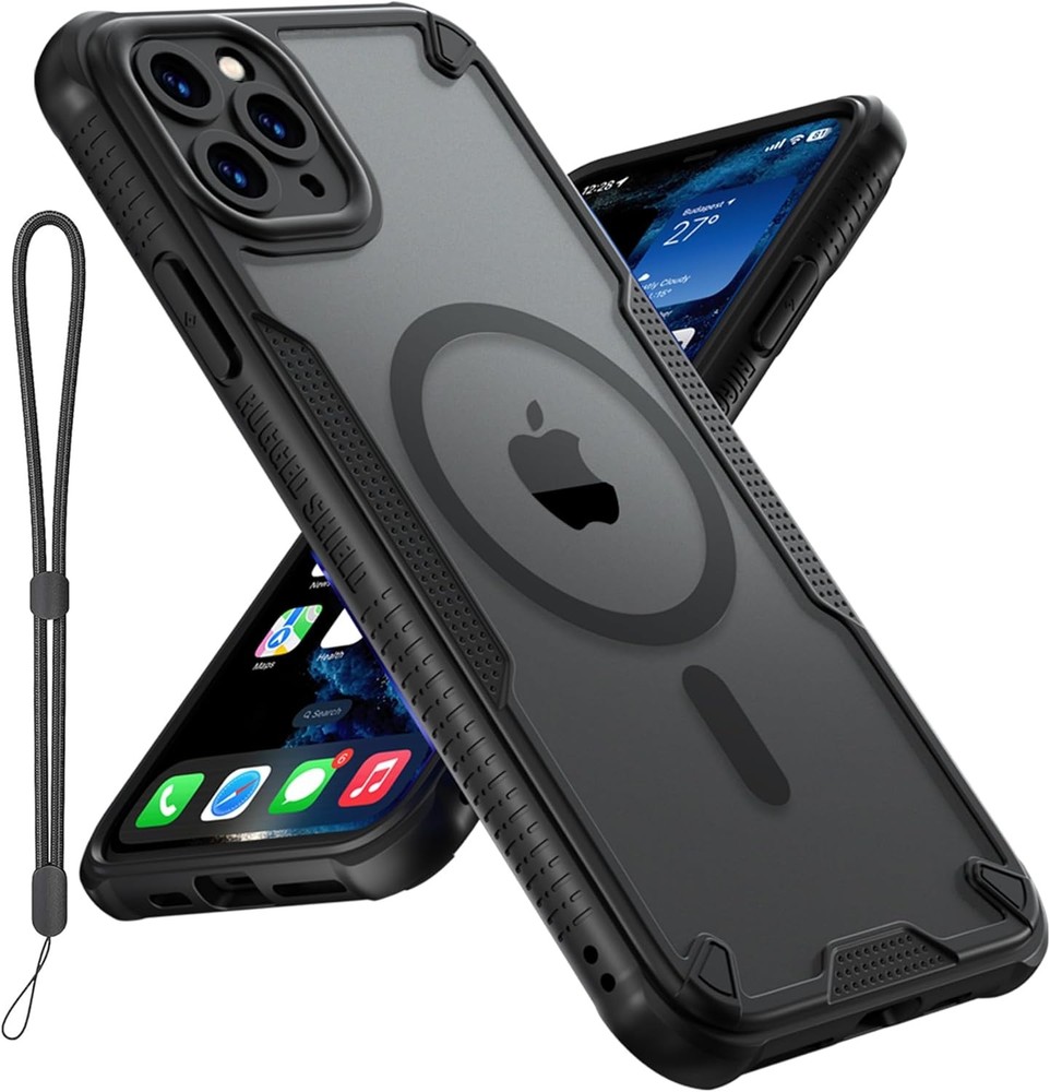 6.5-inch iPhone 11 Pro Max Case, Translucent Matte Back, Shockproof, Black