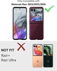 Case for Motorola Razr 2024/2025/2026 – PU Vegan Leather Back & Hard Bumper