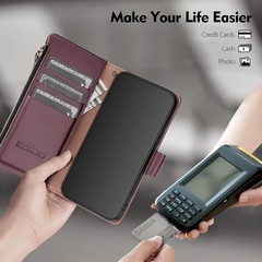 PU Leather Flip Cover Wallet Case for iPhone 14 Plus, RFID Blocking, Card Holder