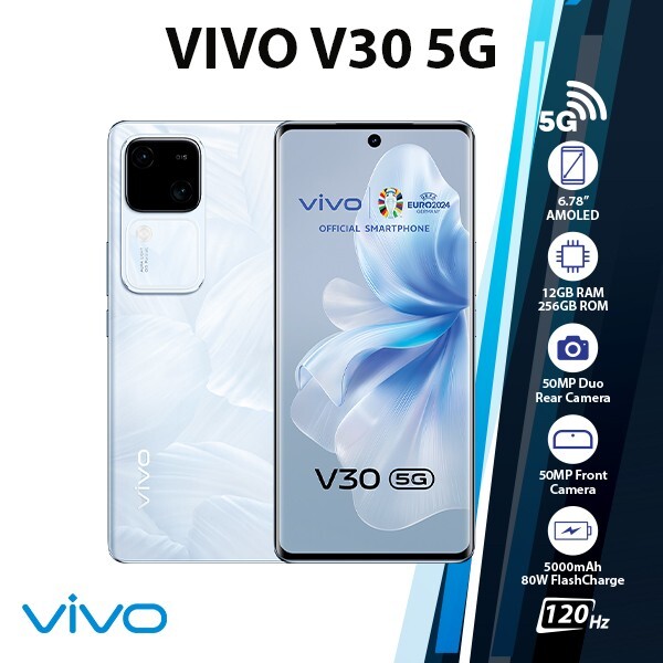 VIVO V30 Android Cell Phone (White/12GB+256GB/Dual SIM/Unlocked/New)
