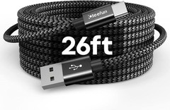 26ft Nylon Braided USB-C Charging Cable for PS5, Switch, Tablets, Phones