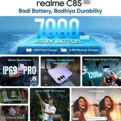 realme C85 5G ( Green, 128.0GB 4GB RAM)Dimensity 6300 Processor Global Version