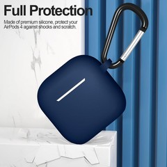 Midnight Blue Silicone Case with Keychain for Apple AirPods 4th Generation Prote