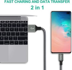USB to USB C Cable 3ft, 2-Pack USB A to Type C Charger Cord Fast Charging Gray