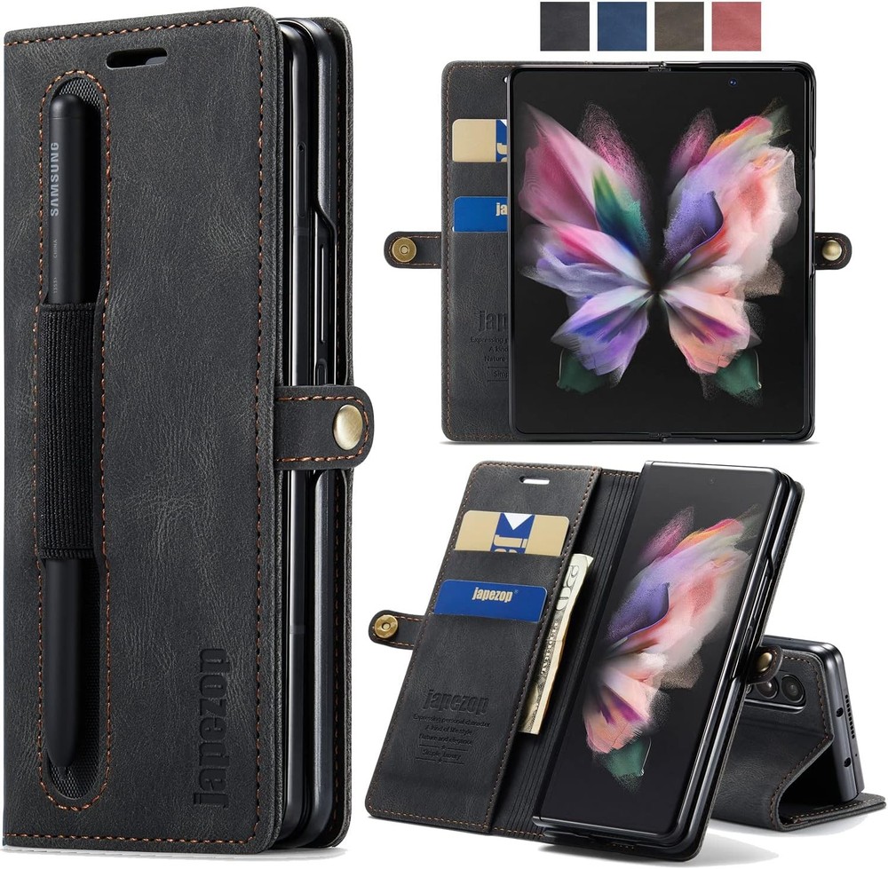 Wallet Case for Samsung Galaxy Z Fold 3 with RFID Blocking, S Pen & Card Holder