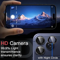 6.3-Inch & 6.9-Inch Camera Lens Protector, 9H Tempered Glass, 1 Set (Black+Red)