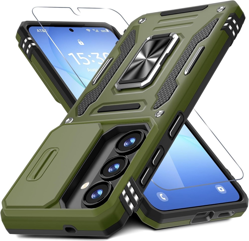 DEERLAMN Olive Green Protective Case for Samsung Galaxy S26+ 6.7″ with Kickstand