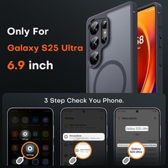 Slim Matte Back Case for Samsung Galaxy S25 Ultra 6.9″, Full Camera Protection,