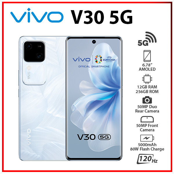 VIVO V30 12GB+256GB WHITE Dual SIM Octa Core Unlocked Android Cell Phone