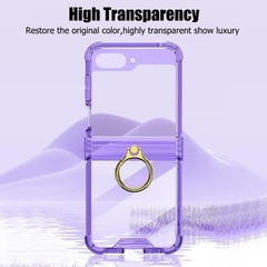 Clear Case for Samsung Galaxy Z Flip 6 with Hinge Protection and Ring Stand