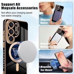 Samsung Galaxy S26 Ultra 5G Magnetic Case, Cute Butterfly Luxury Plating Edge Ca
