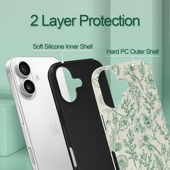 Sage Green Floral Magnetic Phone Case for iPhone 17, Vintage Flower Design Cover