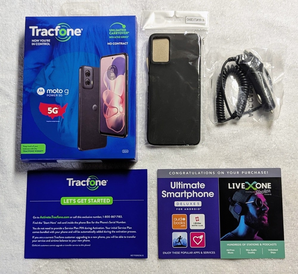 Moto G Power 5G 6.7″ 8GB/128GB + 1 Year Tracfone Plan 1500 Min/Text, 1.5 GB Data