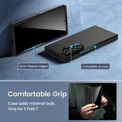 Thin Shockproof Case for Galaxy Z Fold 7, Black with Privacy Screen Protector