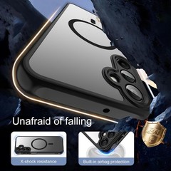 Slim Matte Black Magnetic Case for Samsung Galaxy A15 5G with Screen Protector,