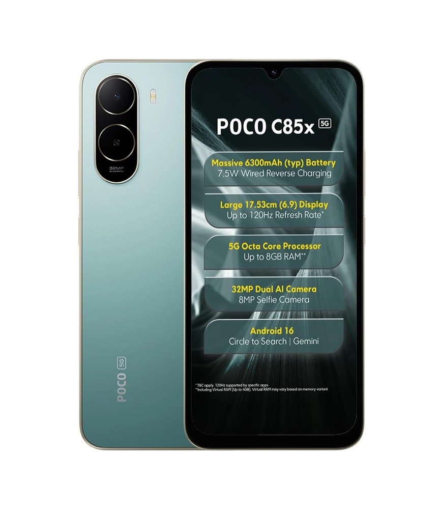 POCO C85x 5G Smartphone Emerald Green 4GB RAM 128GB Storage Global Version