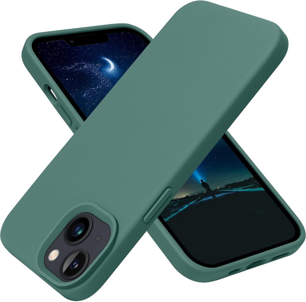 Silicone Slim Thin Shockproof Case for iPhone 13 6.1″ in Midnight Green Design