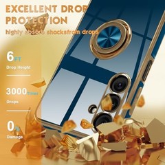 Navy Blue 5G Phone Case with Screen Protector, Kickstand, Lanyard & Rose Gold Ed