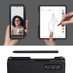 for Galaxy Z Fold 3 Case Magnetic Kickstand Shockproof with S Pen Holder 360