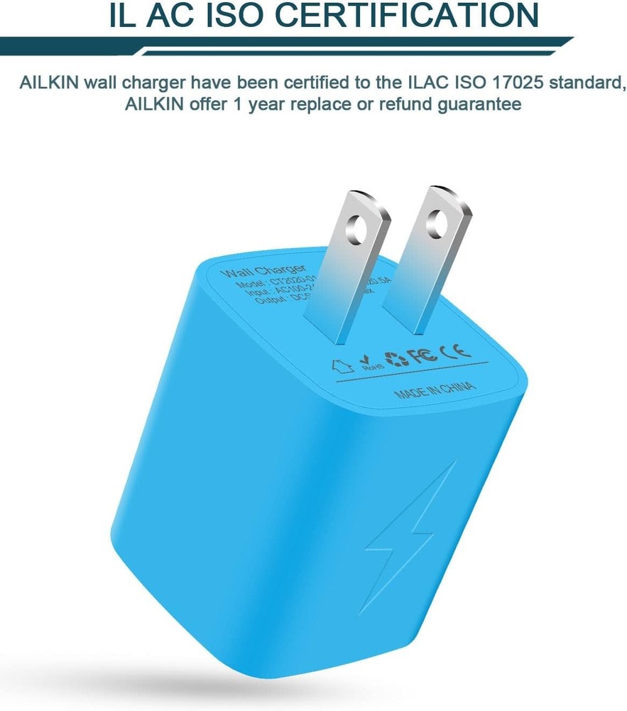2 Pack Fast Charging USB Wall Charger for iPhone, Samsung Galaxy, Google Pixel