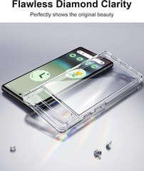 for Google Pixel 6A Case, Transparent Hard Back Phone Cover, Drop Protection, An