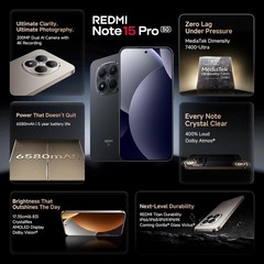 REDMI Note 15 Pro 5G ( Silver , 8GB+128GB) Dimensity 7400-Ultra Global Version
