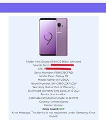 Samsung Galaxy S9 Midnight Black SM-G960U 64GB VERIZON ONLY Batt 97% No A/C