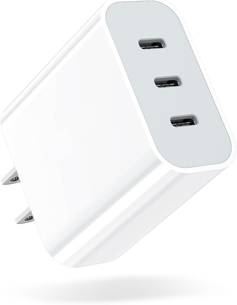 3-Port USB-C Fast Charger Adapter 35W for iPhone 16/16 Pro, Galaxy, Pixel and Mo